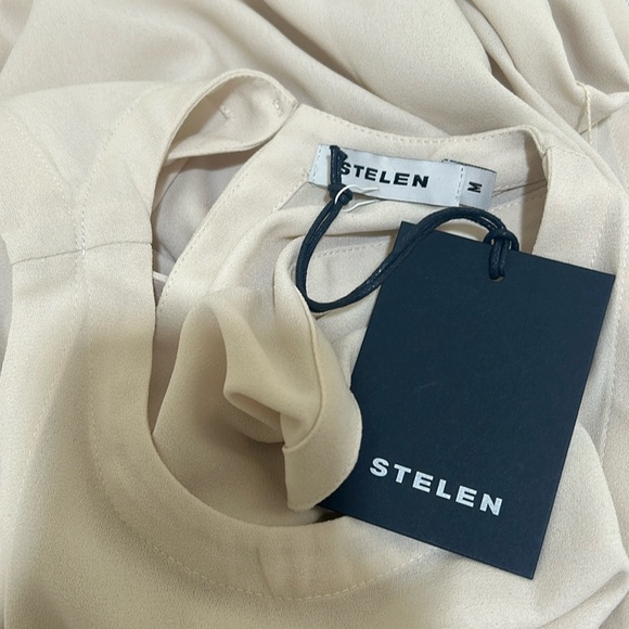 STELEN SEMI SHEER DRESS SIZE M TAN  SLEEVELESS NEW - Picture 4 of 10